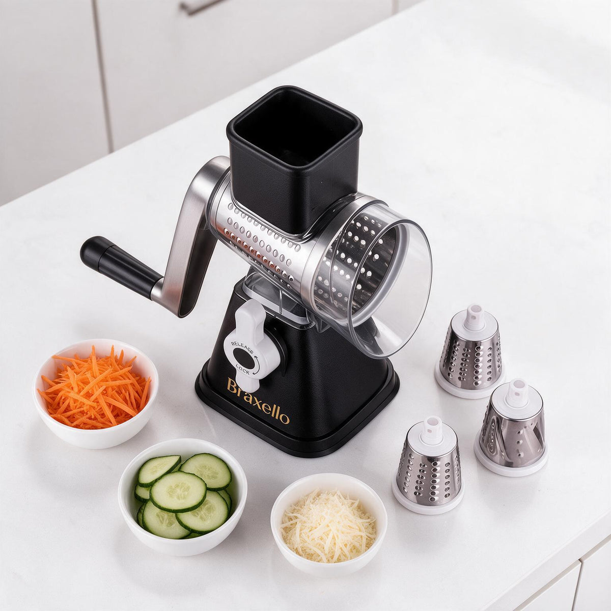 Braxello 3-in-1 Multi Functional Rotary Grater